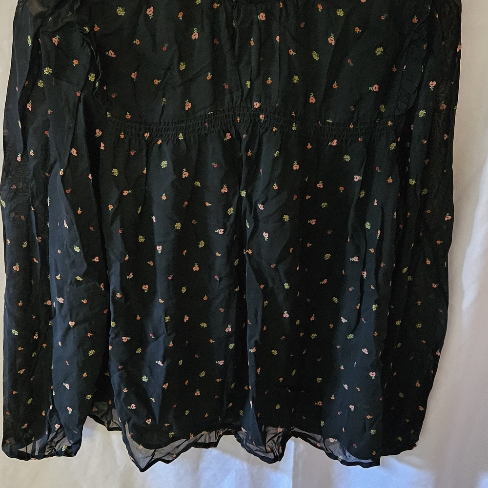Sanctuary Black Blouse with Floral Accents